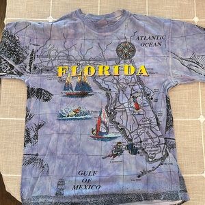 Vintage Single Stitch Florida All Over Print Hanes Heavyweight T Shirt Large
